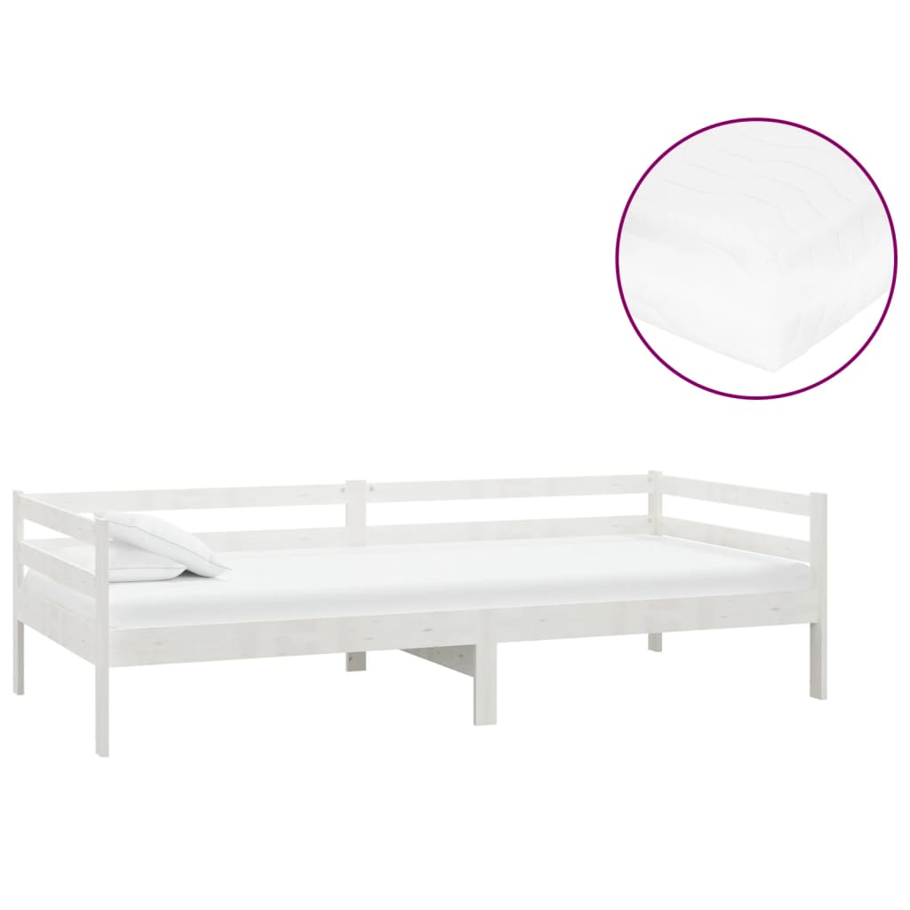 Canapé lit avec matelas en pin massif 90x200 cm