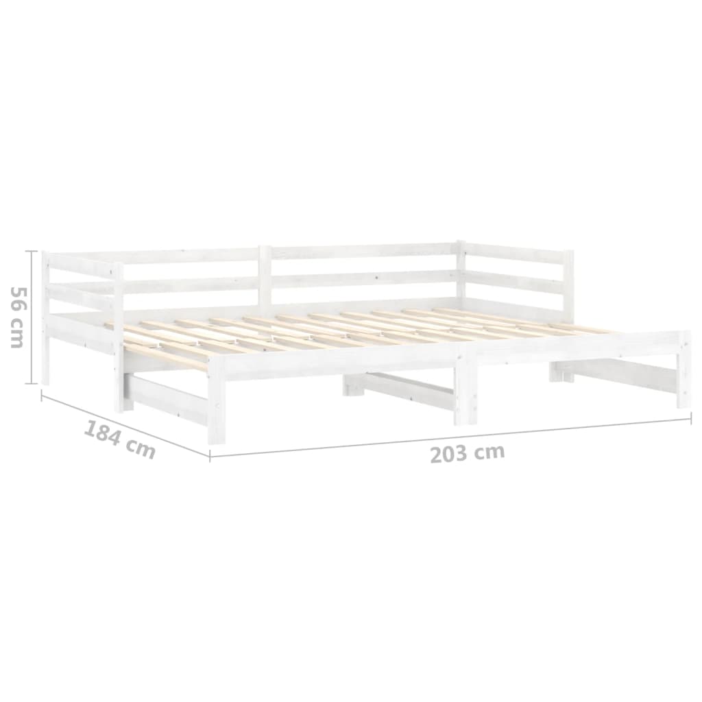 Slaapbank uitschuifbaar massief grenenhout grijs 2x(90x200) cm