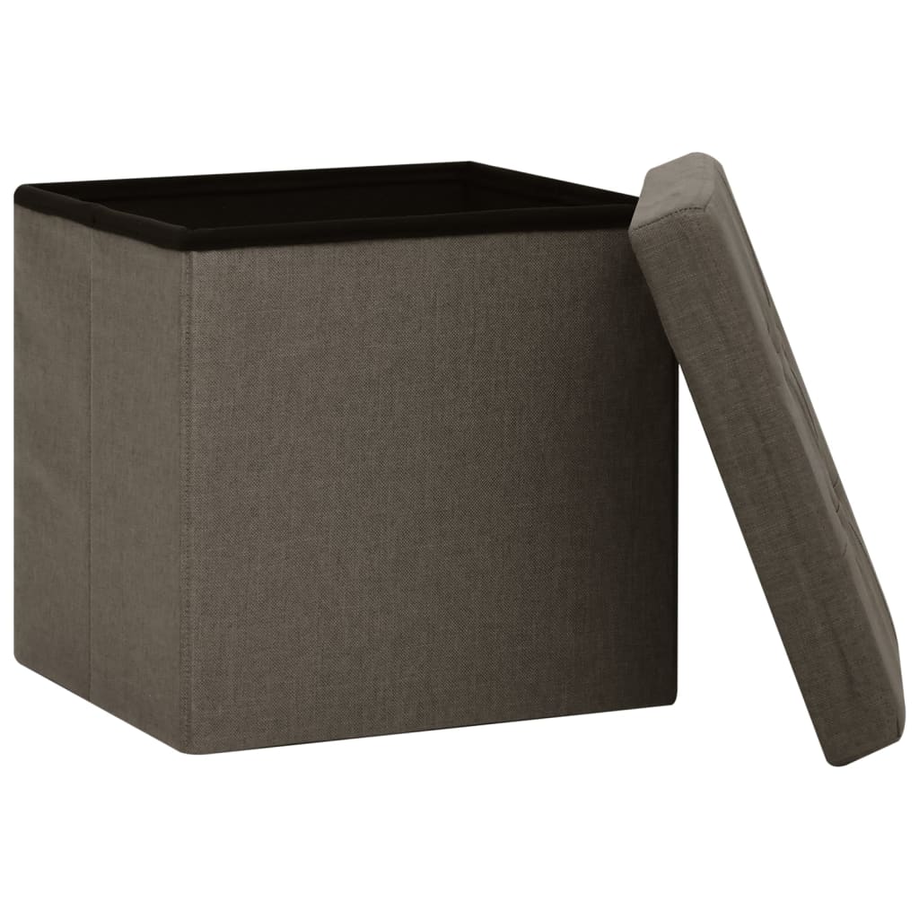 Tabouret de rangement pliable en lin artificiel