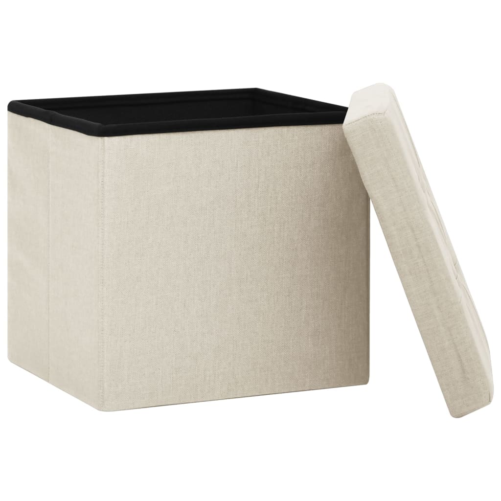 Tabouret de rangement pliable en lin artificiel