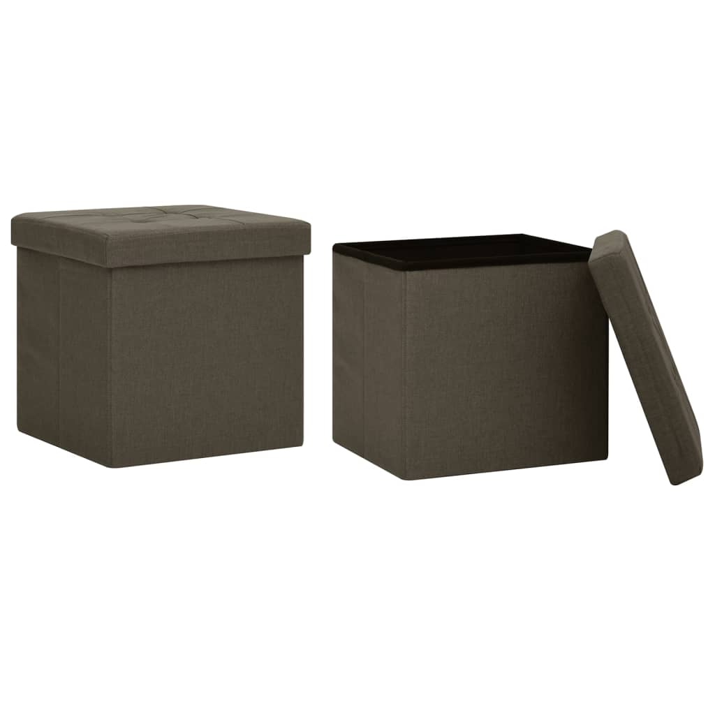 Tabouret de rangement pliable en lin artificiel