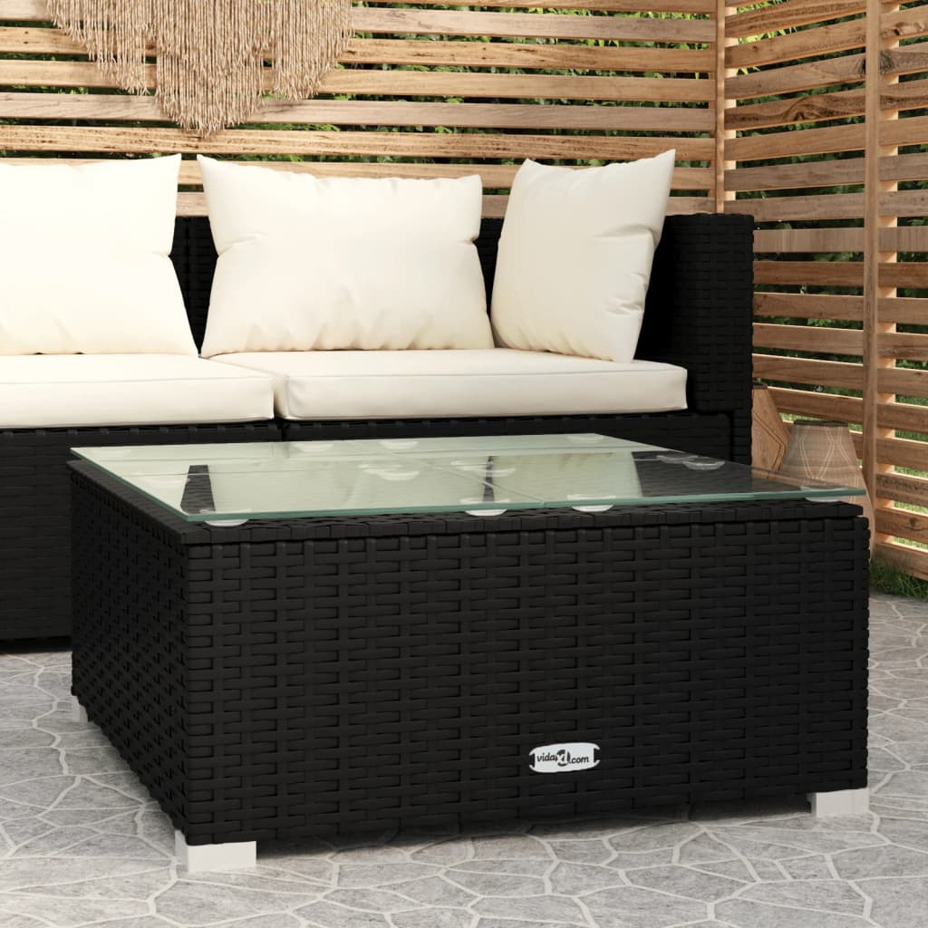 Tuintafel 60x60x30 cm poly rattan en glas