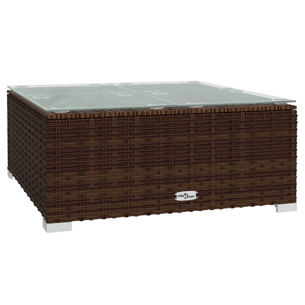 Tuintafel 60x60x30 cm poly rattan en glas