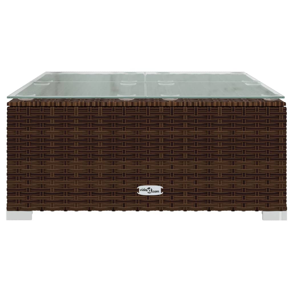 Tuintafel 60x60x30 cm poly rattan en glas