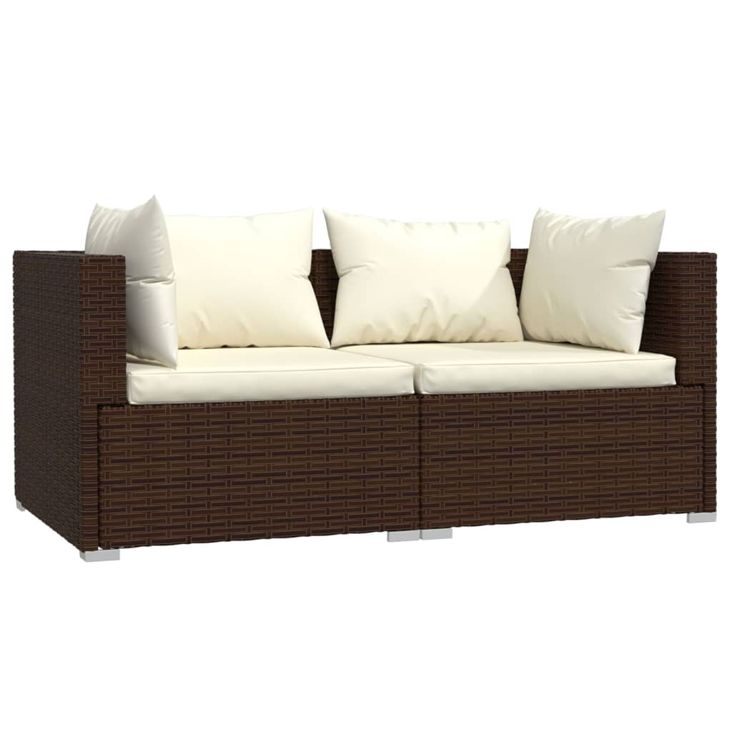 3-delige Loungeset met kussens poly rattan