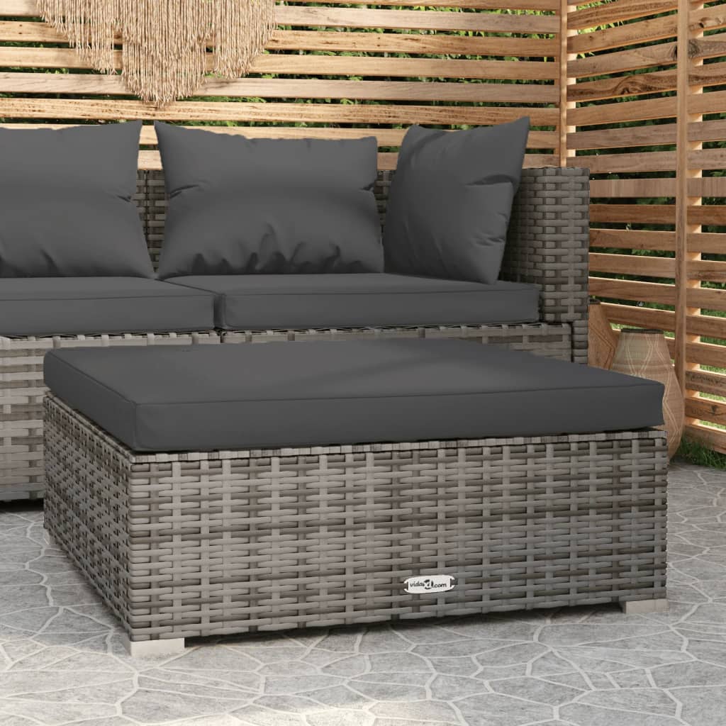 Voetensteun met kussen 70x70x30 cm poly rattan