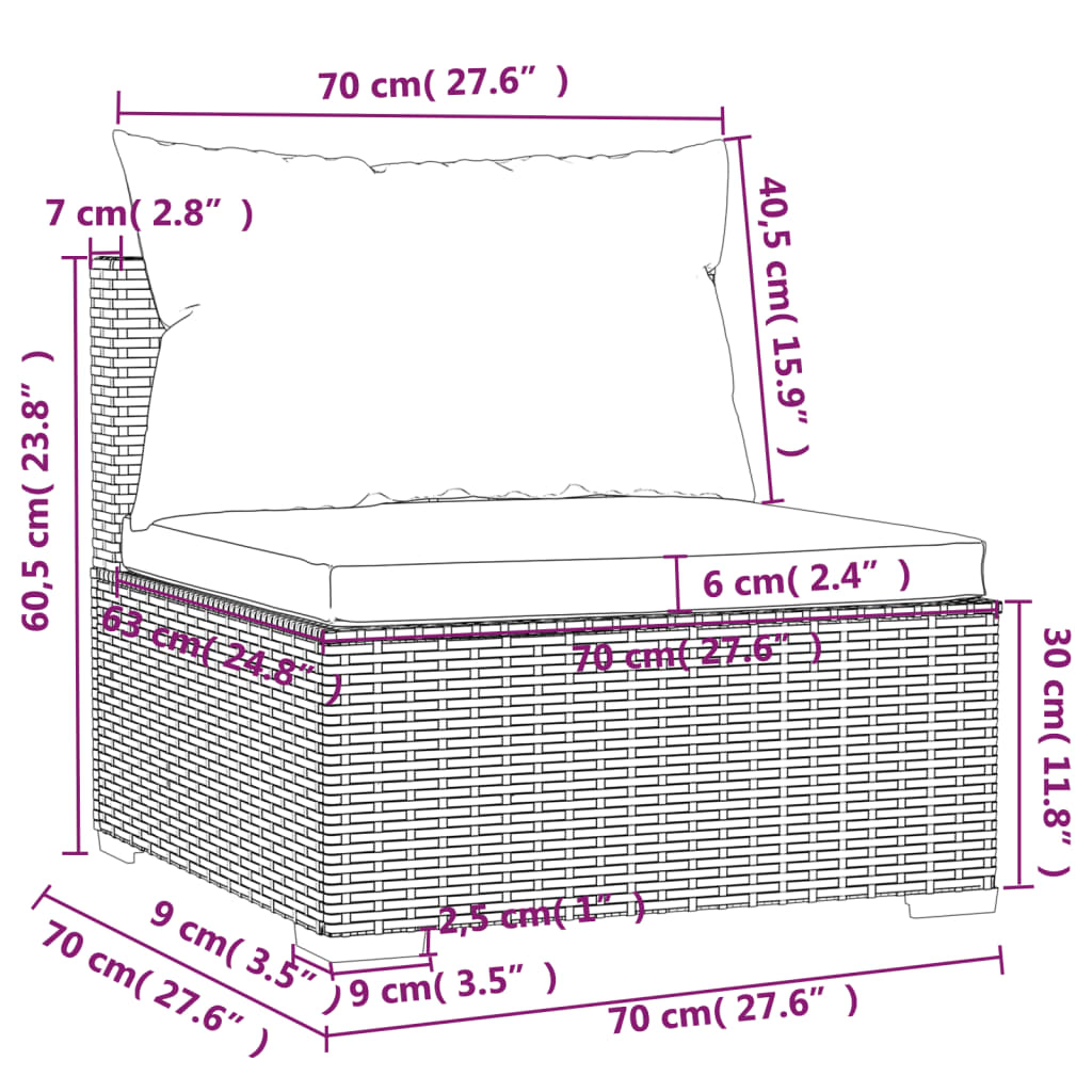 Banc de jardinerie avec coussins en polyrotin