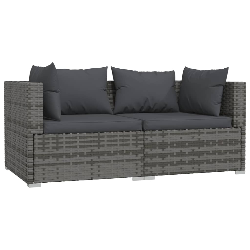 3-delige Loungeset met kussens poly rattan