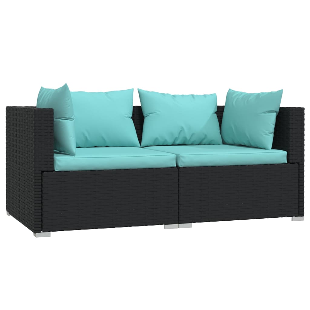 3-delige Loungeset met kussens poly rattan