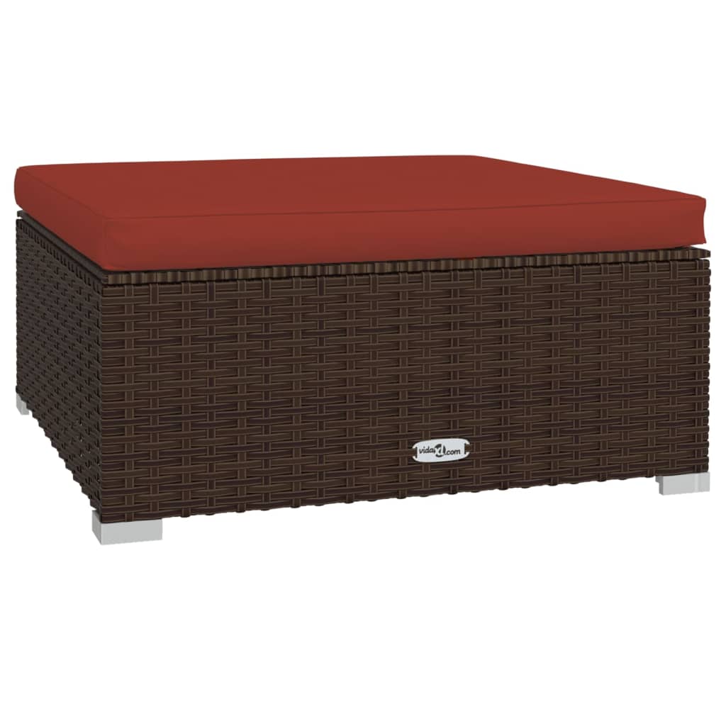 Voetensteun met kussen 70x70x30 cm poly rattan