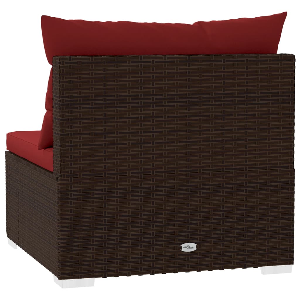 Tuinmiddenbank met kussens poly rattan