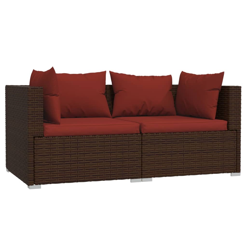 3-delige Loungeset met kussens poly rattan