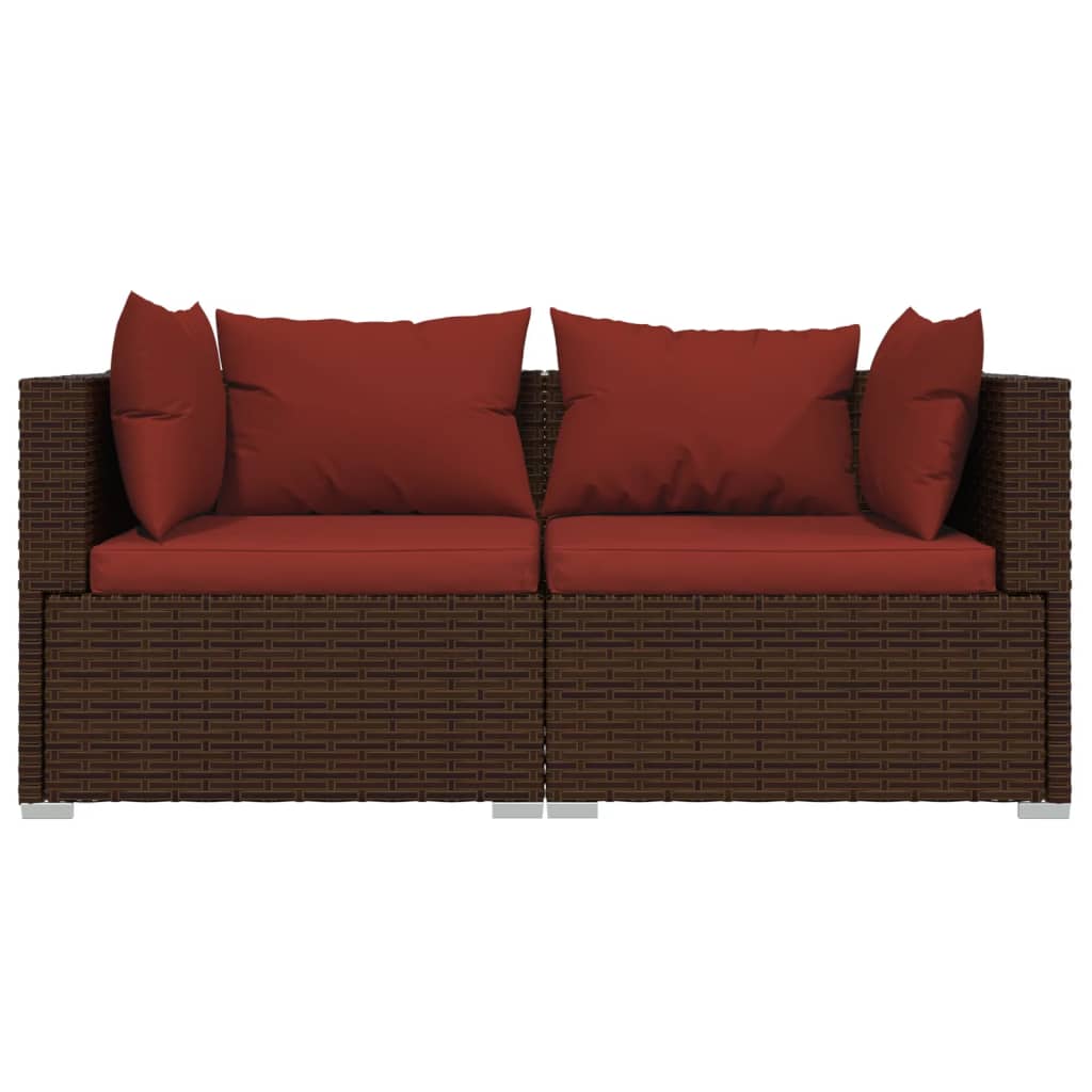 3-delige Loungeset met kussens poly rattan