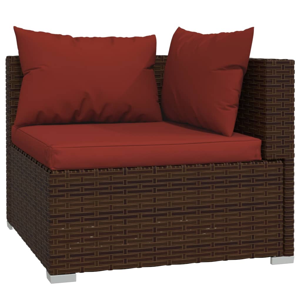 3-delige Loungeset met kussens poly rattan