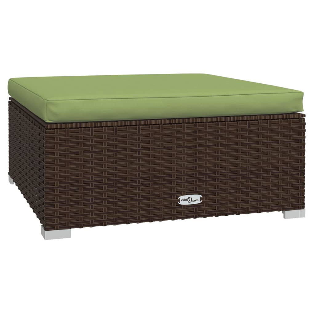 Voetensteun met kussen 70x70x30 cm poly rattan