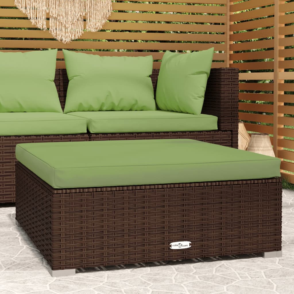 Voetensteun met kussen 70x70x30 cm poly rattan