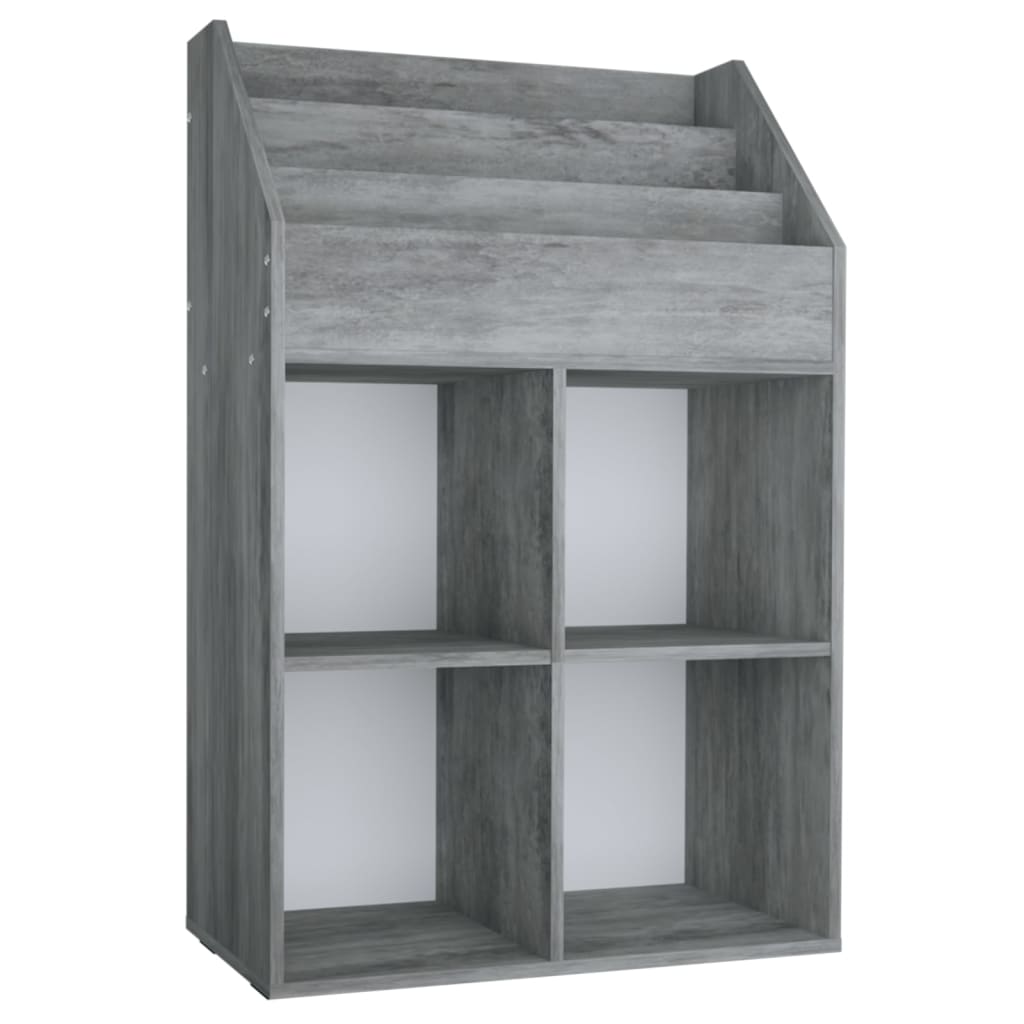 Kindertijdschriftenrek 71x30x114 cm bewerkt hout grijs en