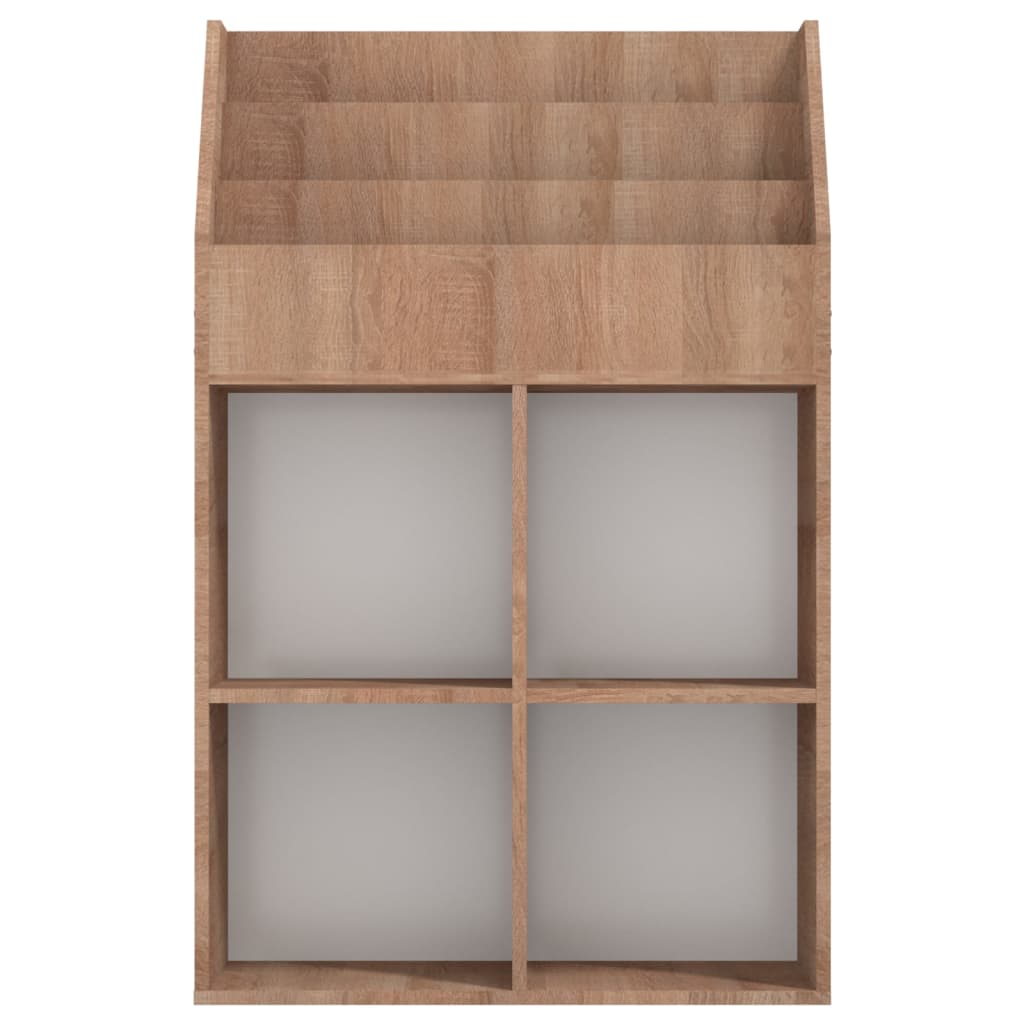 Kindertijdschriftenrek 71x30x114 cm bewerkt hout grijs en