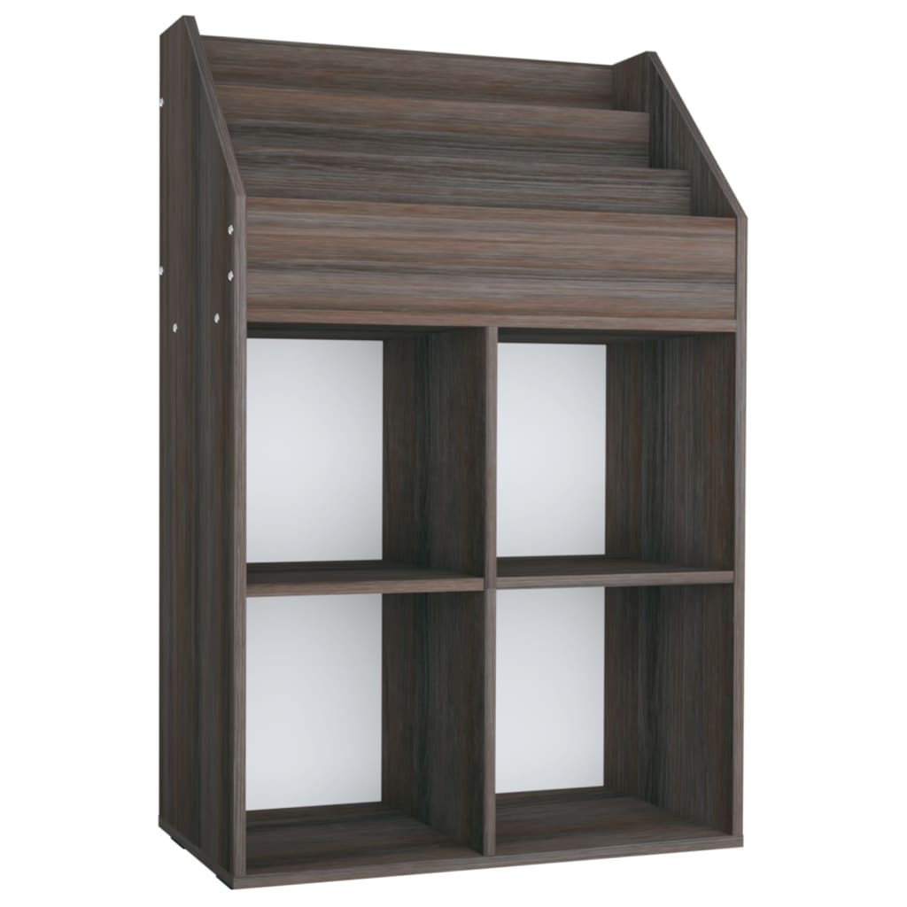 Kindertijdschriftenrek 71x30x114 cm bewerkt hout grijs en