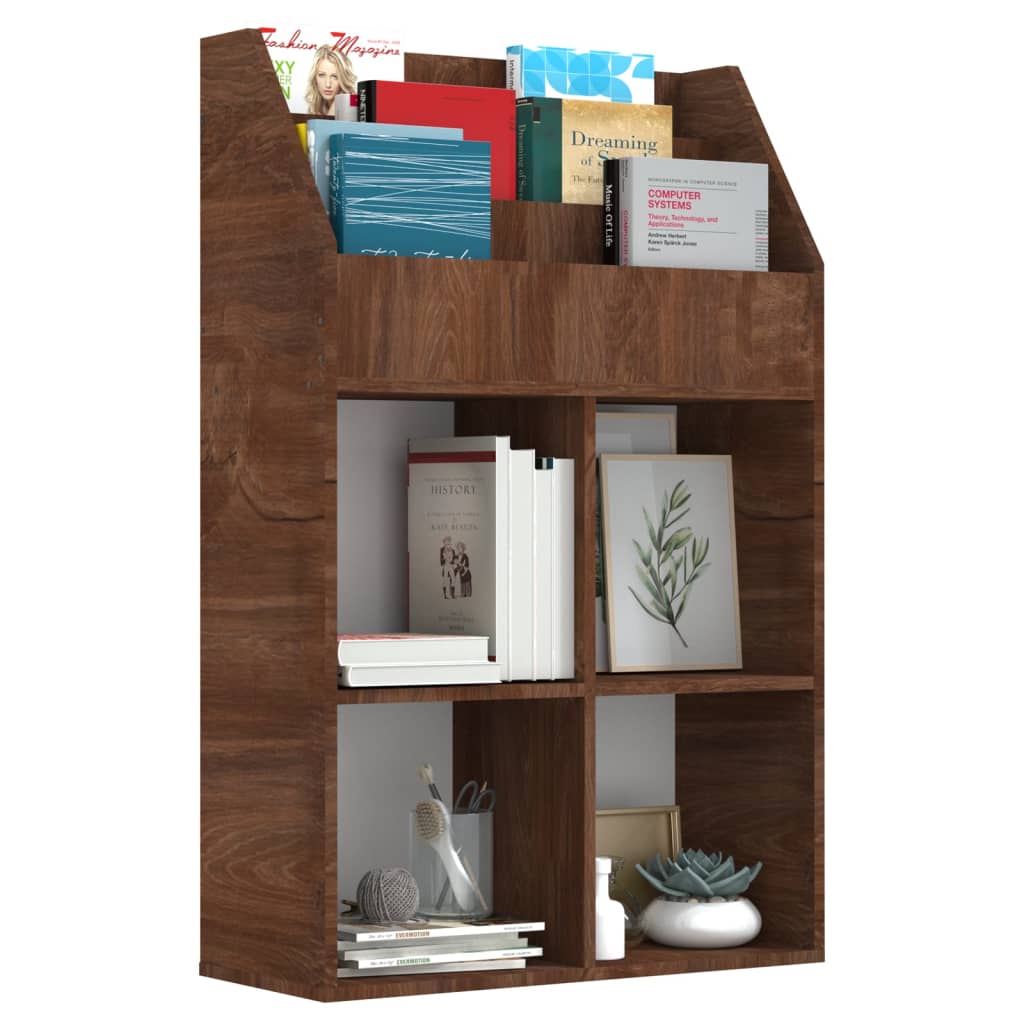 Kindertijdschriftenrek 71x30x114 cm bewerkt hout grijs en