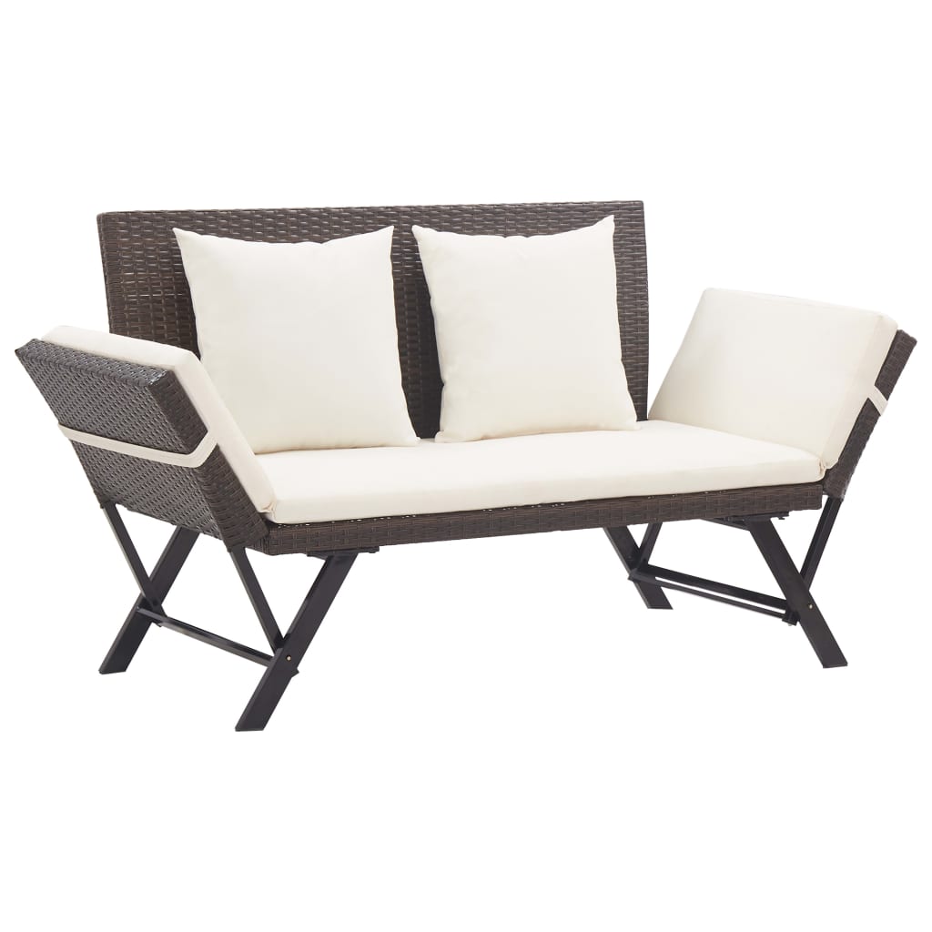 Banc de jardin avec coussins 176 cm poly rotin