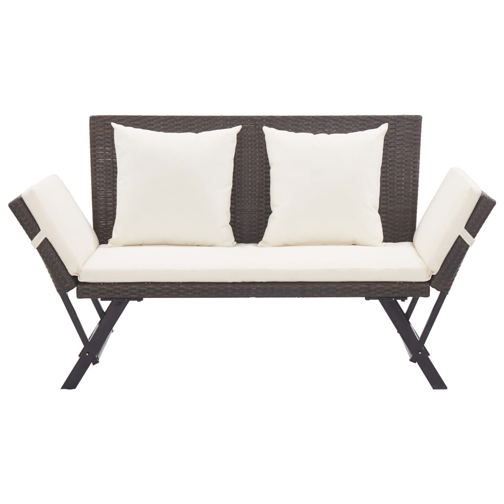 Banc de jardin avec coussins 176 cm poly rotin