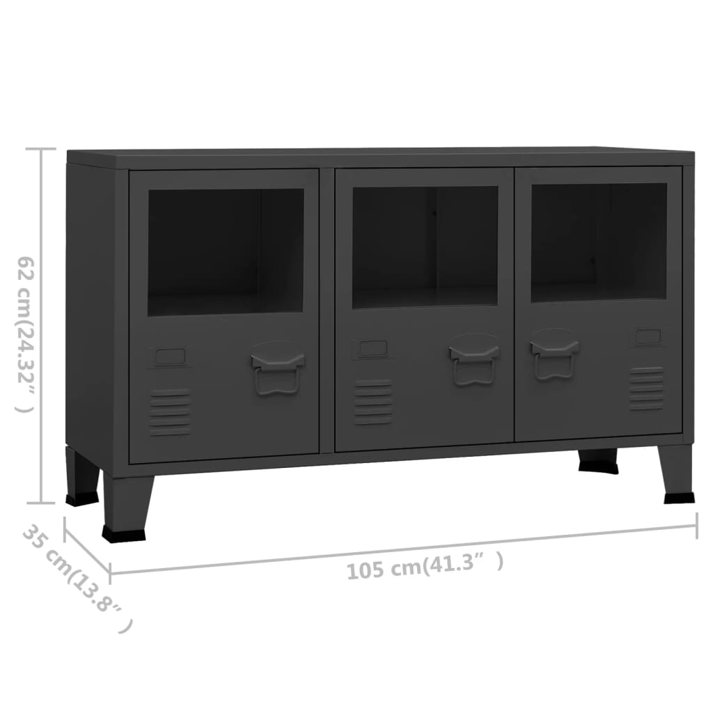 Dressoir industrieel 105x35x62 cm metaal en glas