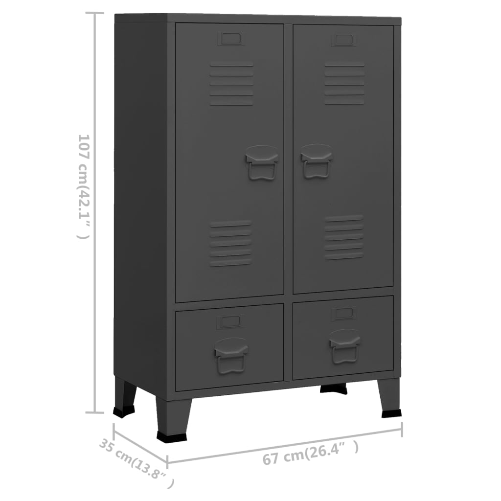 Armoire industrielle 67x35x107 cm acier anthracite