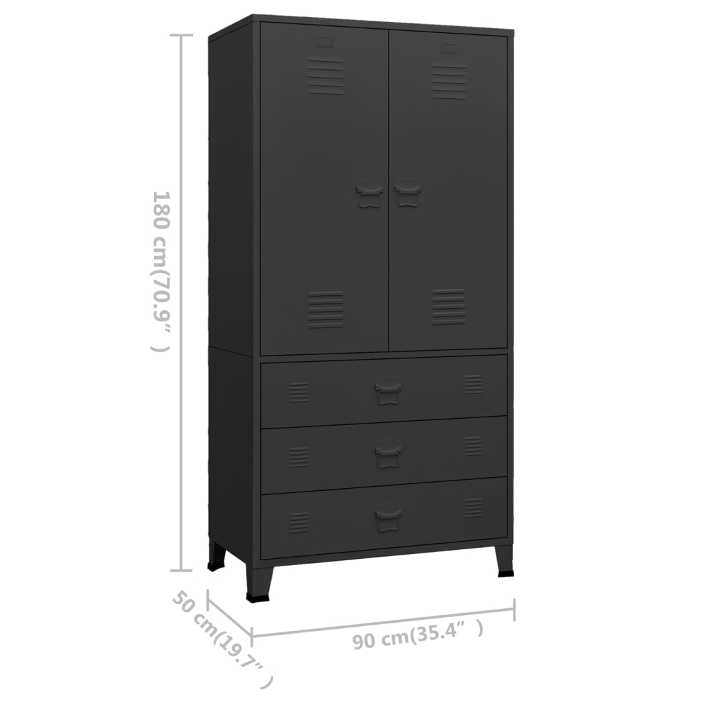 Armoire industrielle 90x50x180 cm métal anthracite