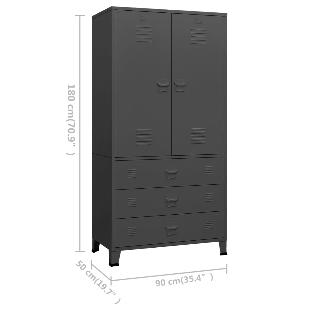 Armoire industrielle 90x50x180 cm métal anthracite