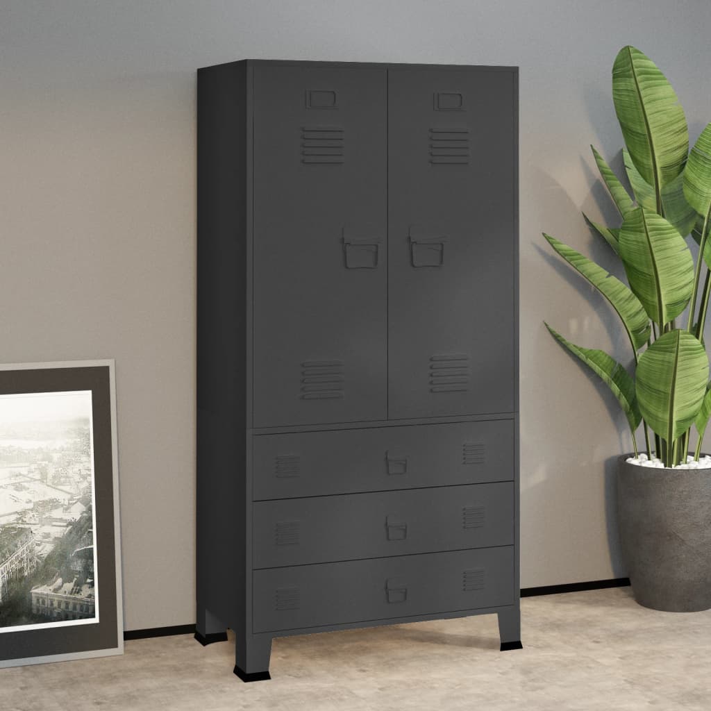 Armoire industrielle 90x50x180 cm métal anthracite