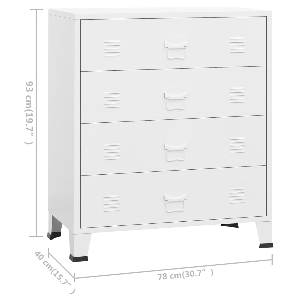 Commode industrielle 78x40x93 cm métal blanc