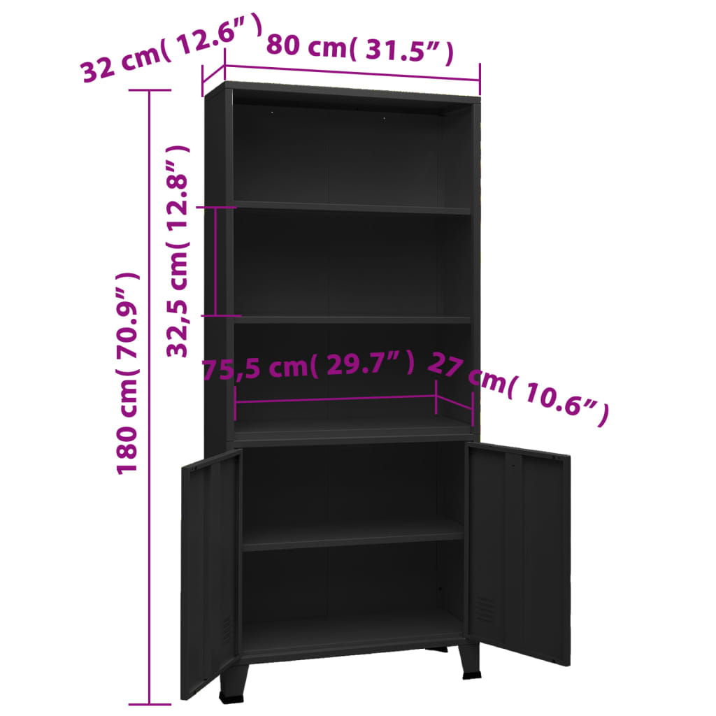 Boekenkast industrieel 80x32x180 cm staal