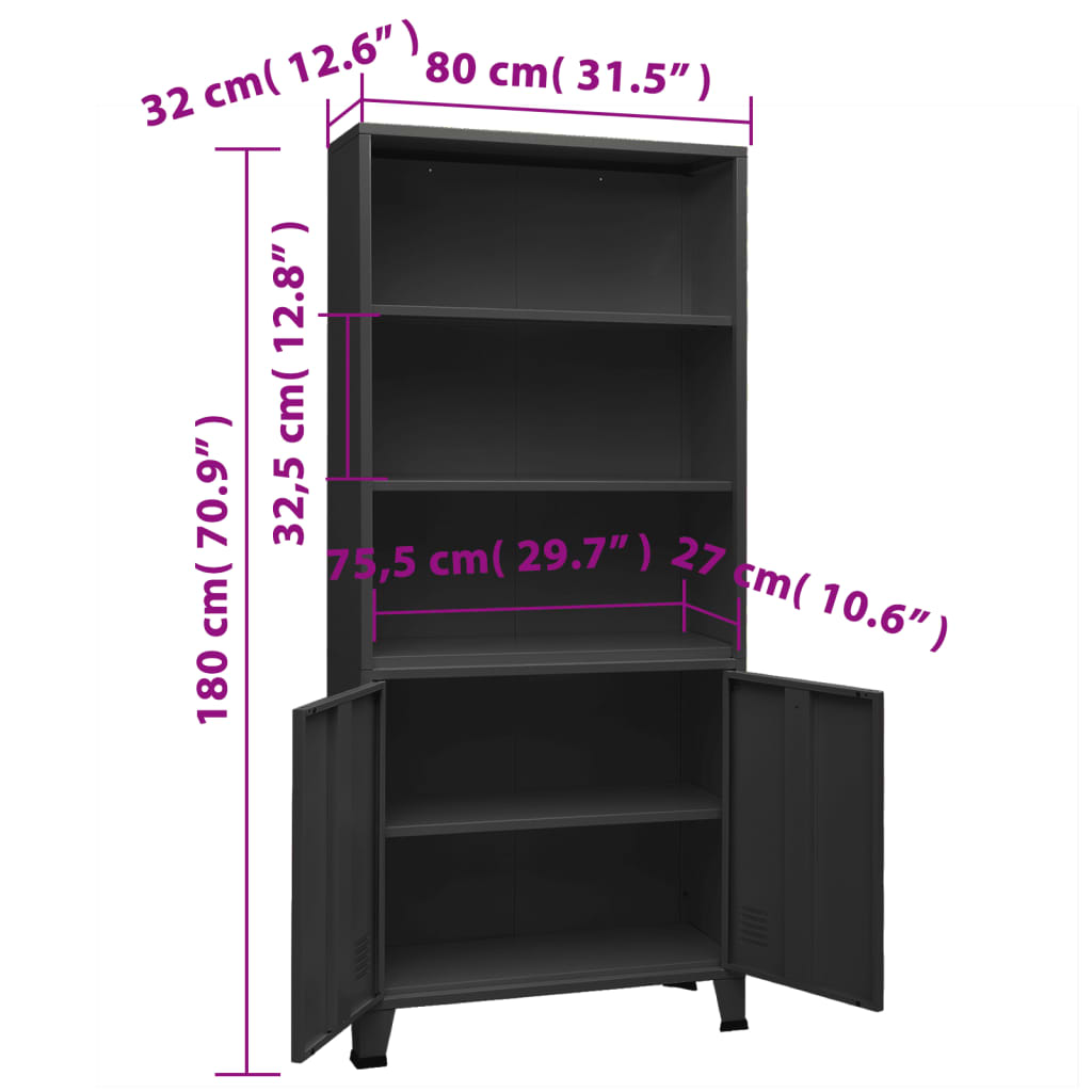 Boekenkast industrieel 80x32x180 cm staal