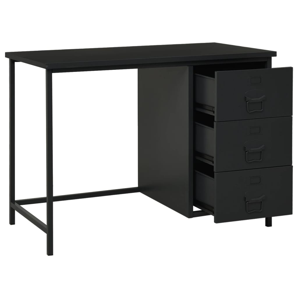 Bureau industrieel met lades 105x52x75 cm staal antracietkleur