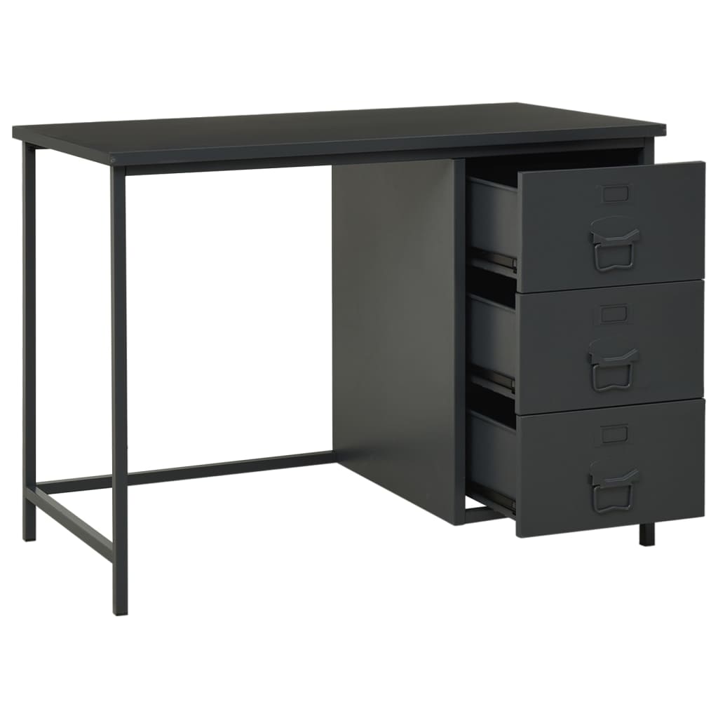 Bureau industrieel met lades 105x52x75 cm staal antracietkleur