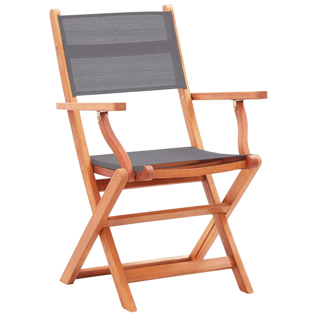 Chaises de jardin pliantes 2 pcs bois d'eucalyptus et textilène