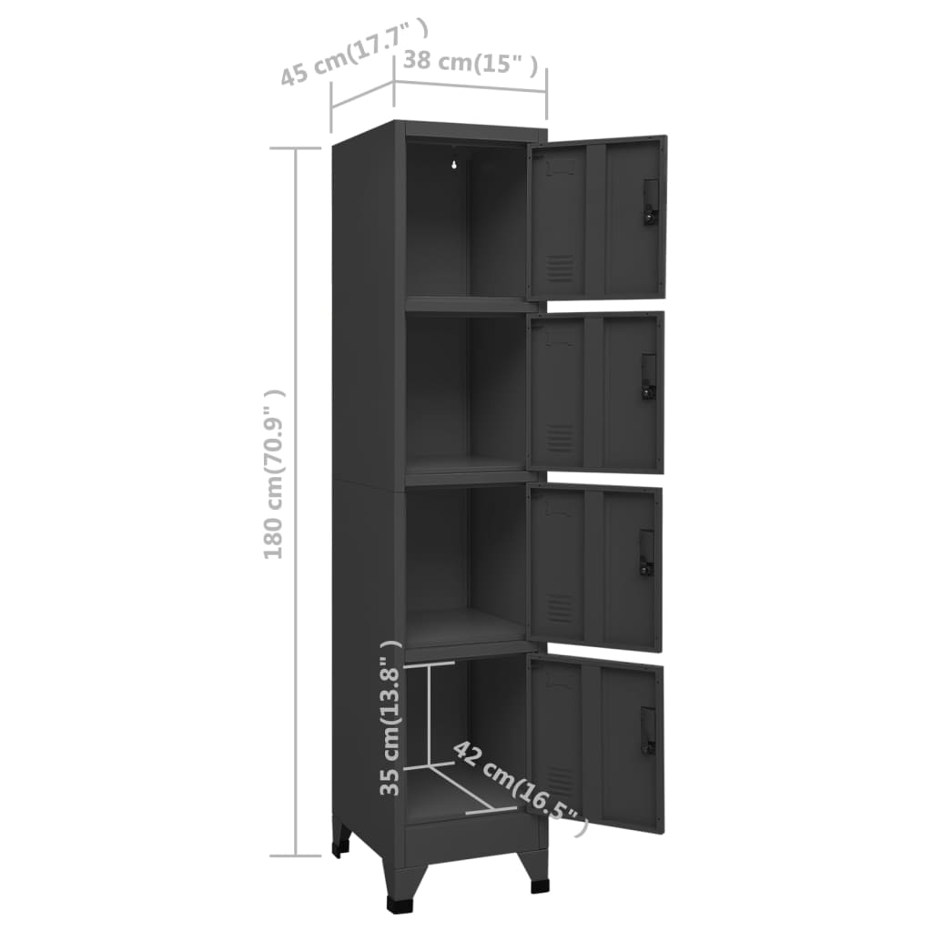 Armoire vestiaire 38x45x180 cm acier, anthracite