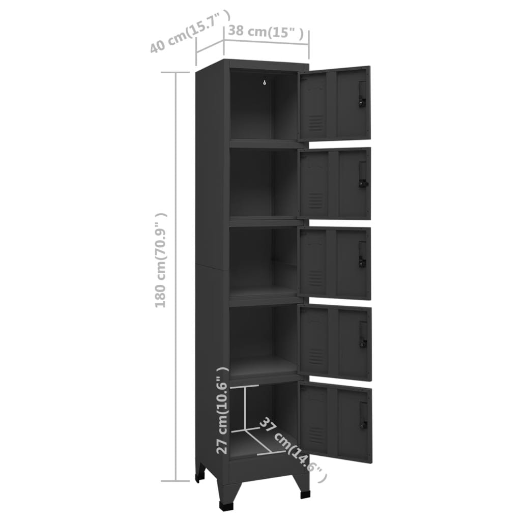 Armoire vestiaire 38x45x180 cm acier, anthracite