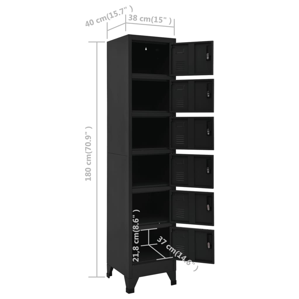 Armoire vestiaire 38x45x180 cm acier, anthracite