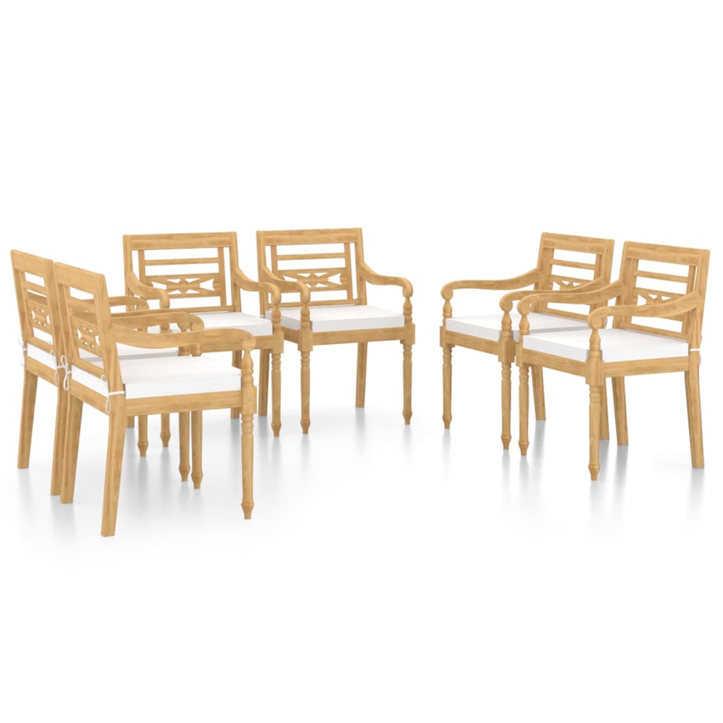 Chaises Batavia 8 pcs avec coussins en teck massif