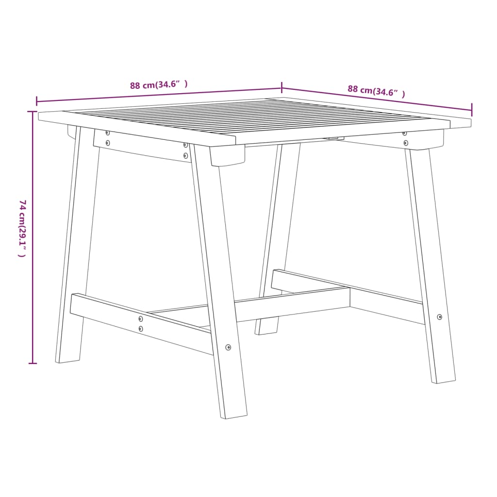 Ensemble de jardin 3 pièces en bois d'acacia massif