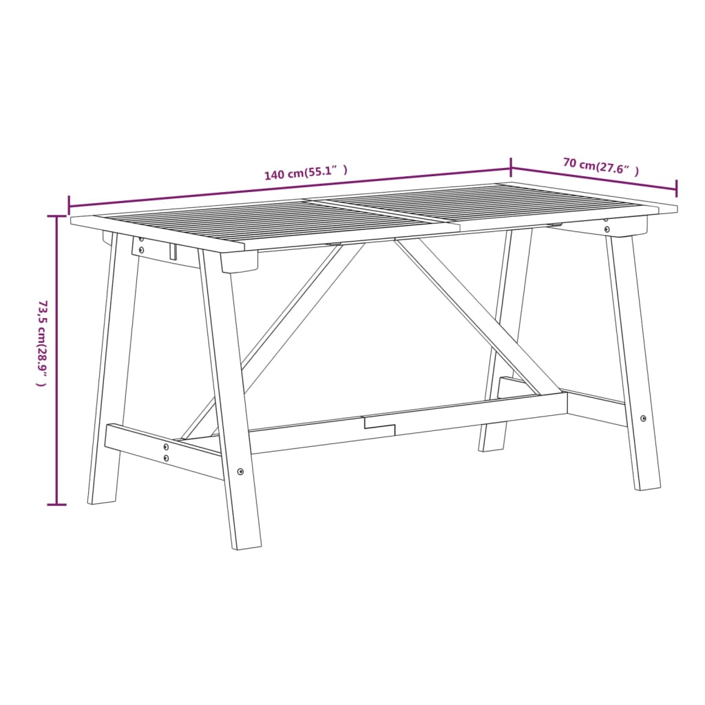 3-delige Tuinset massief acaciahout