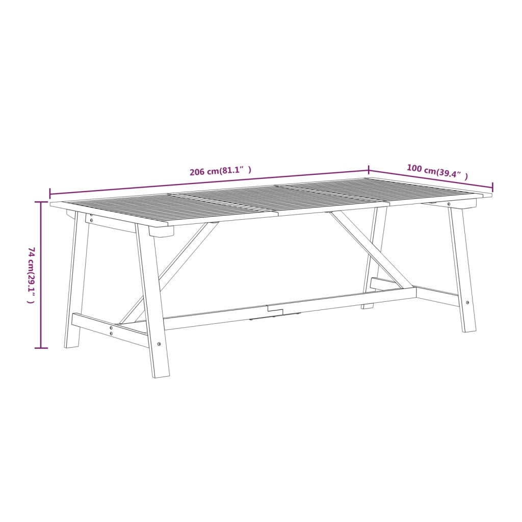 3-delige Tuinset massief acaciahout