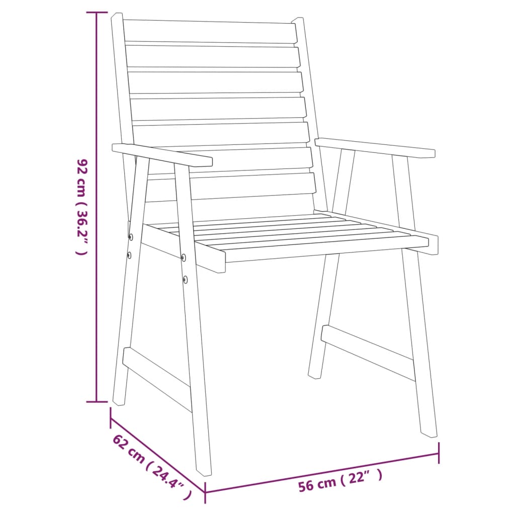 Ensemble de jardin 3 pièces en bois d'acacia massif