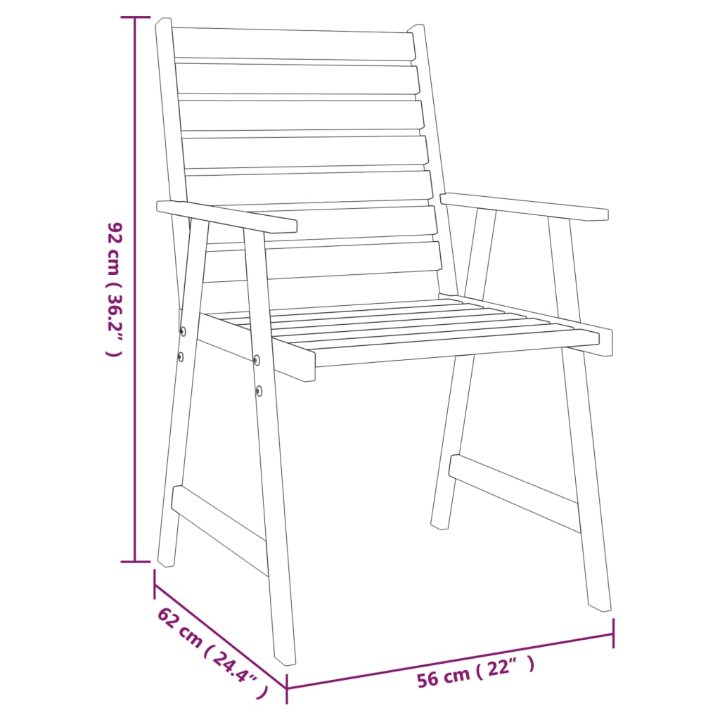 Ensemble de jardin 3 pièces en bois d'acacia massif