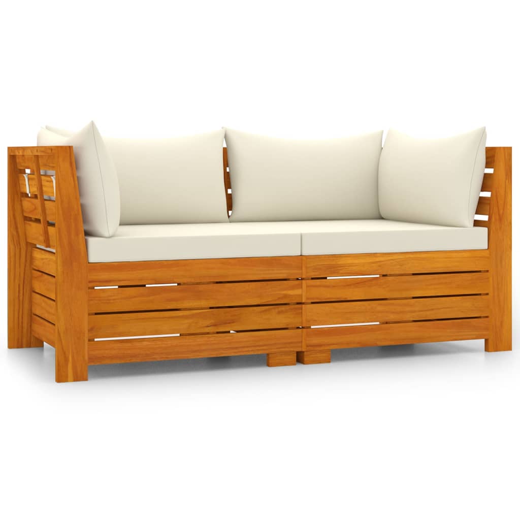 Banc de jardin 4 places avec coussins en bois d'acacia massif