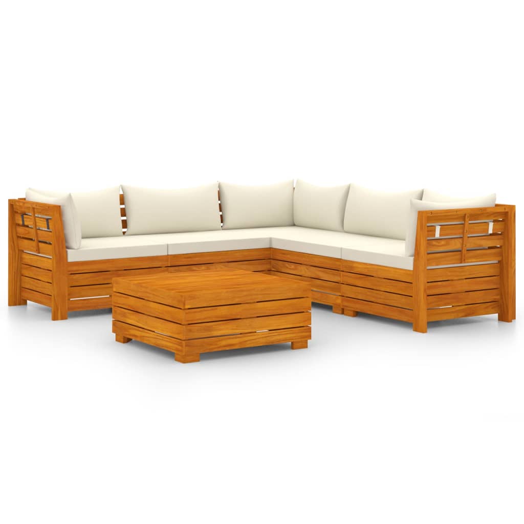 Banc de jardin 4 places avec coussins en bois d'acacia massif