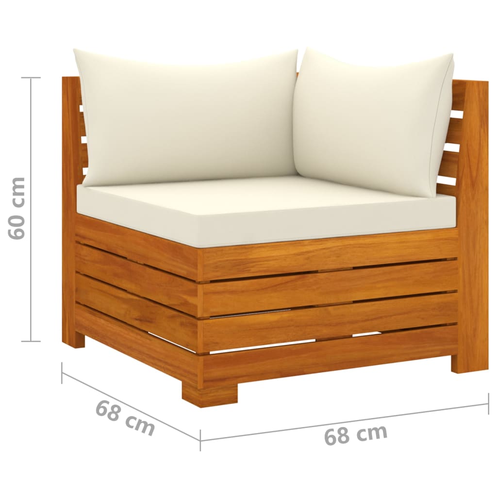 Banc de jardin 4 places avec coussins en bois d'acacia massif