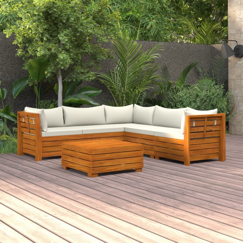 Banc de jardin 4 places avec coussins en bois d'acacia massif